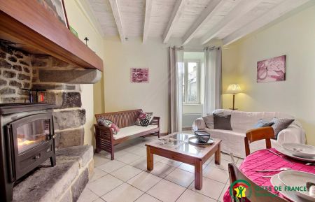 Salon dans le prolongement de la cuisine avec poêle a bois (A dispo sur demande pour flambée) espace télé. Gîte n°56G11933 Locoal-Mendon - Morbihan - Salon dans le prolongement de la cuisine avec poêle a bois (A dispo sur demande pour flambée) espace télé.